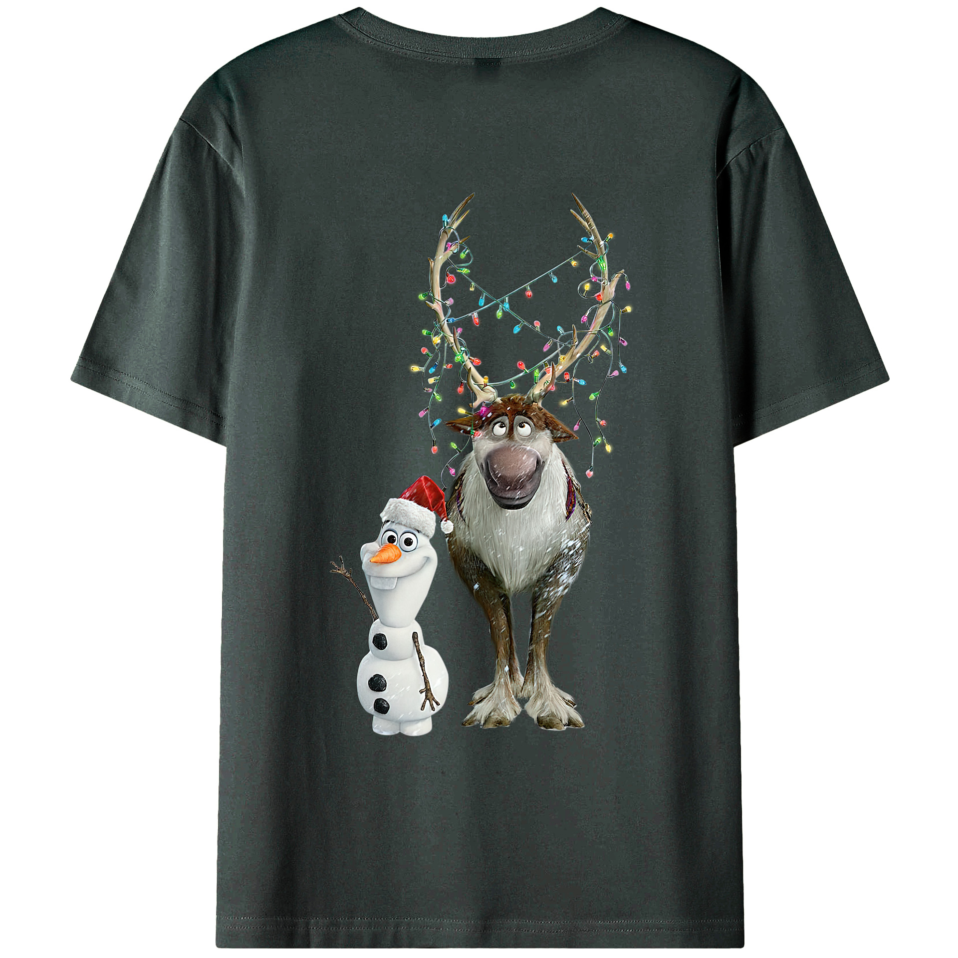 （画像用） アナと雪の女王 アンナ エルサ Frozen Anna Elsa 綿100％ メンズ半袖Tシャツ（バックプリント） 通気性